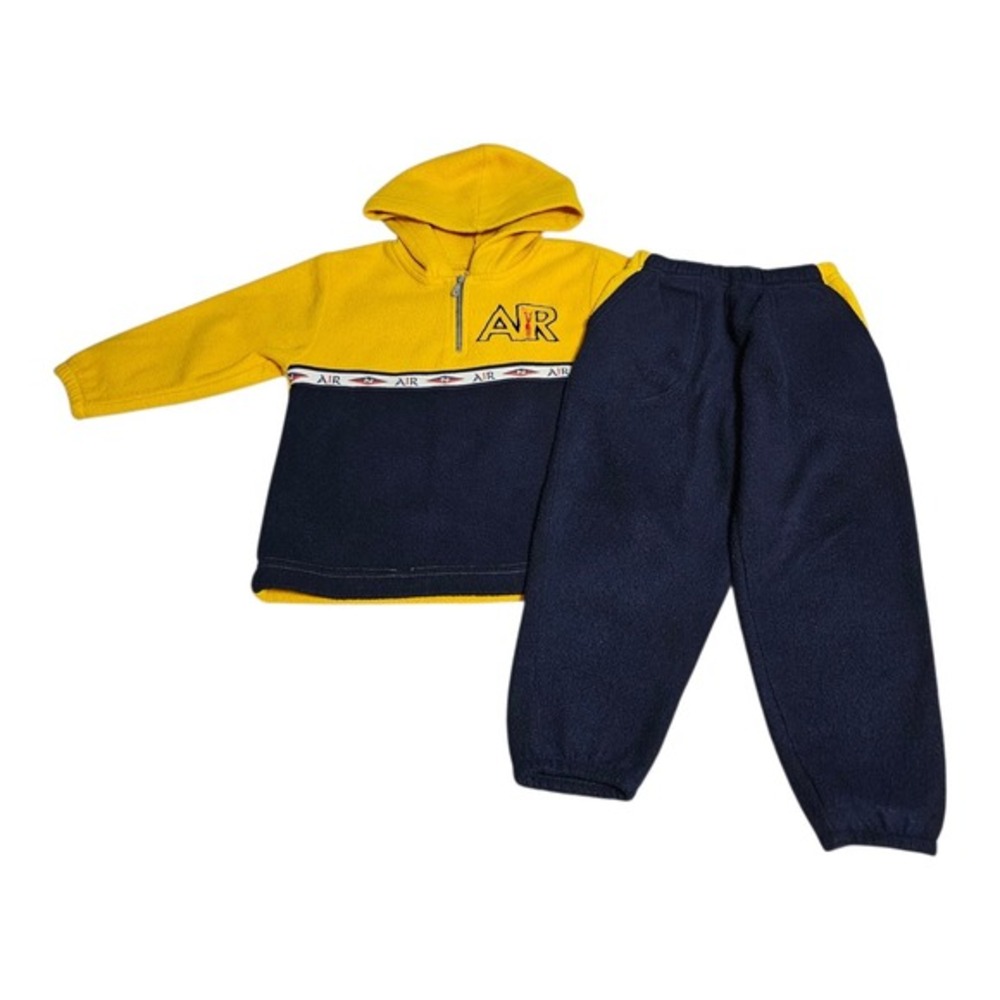 Vtg Nike‎ N Air Bootleg Fleece Outfit Kids Sz 4 Sweatshirt Pants Yellow Navy 90s